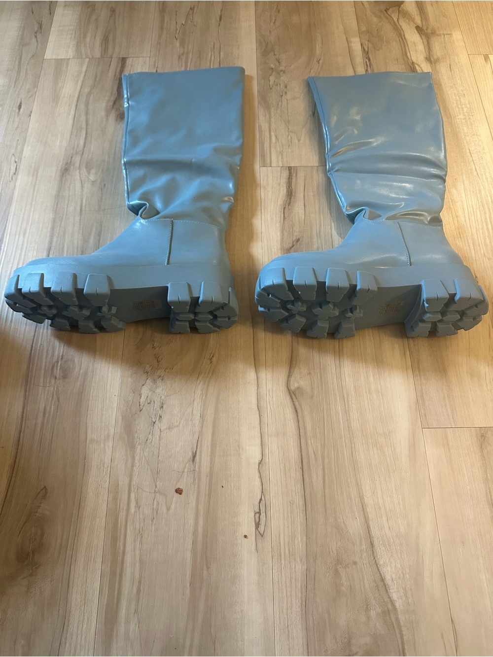Chunky Light Blue Knee-High Boots! Brand New